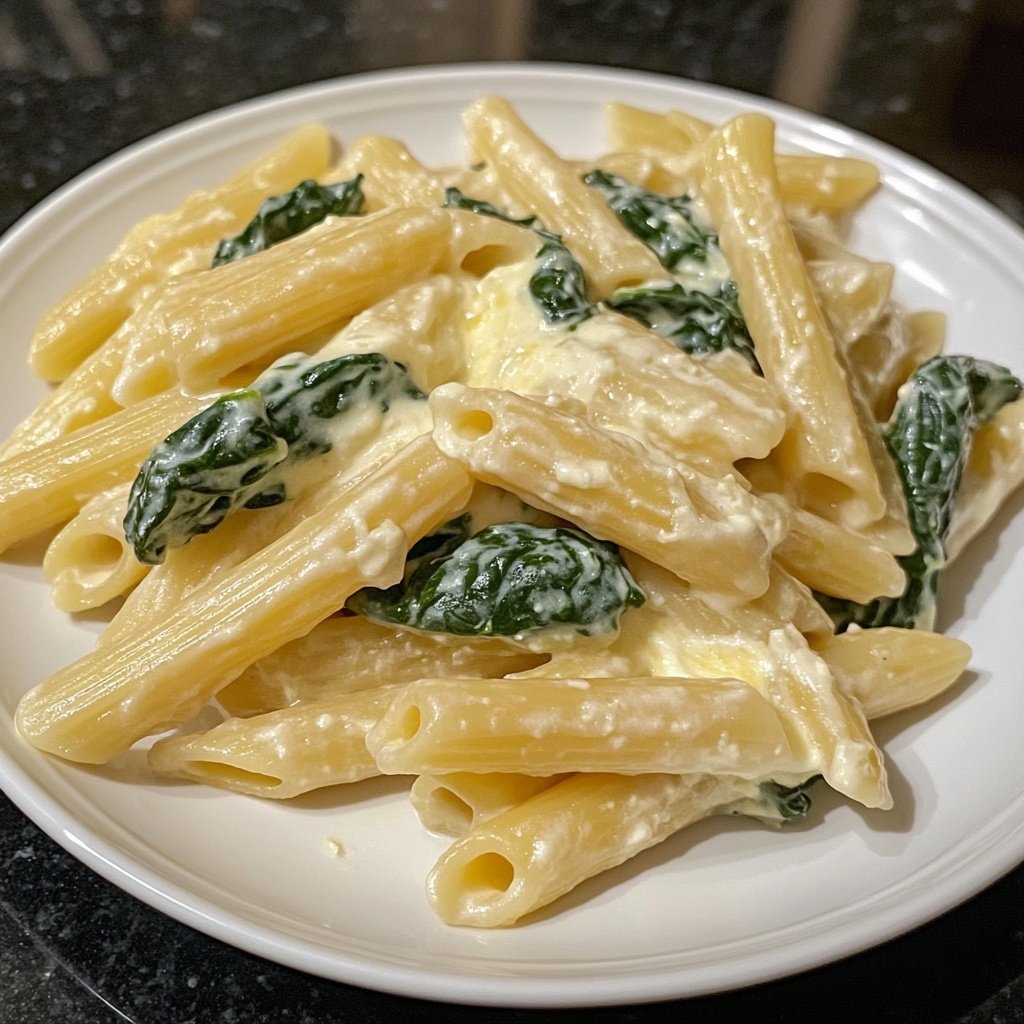 Penne mit Spinat und Ricotta