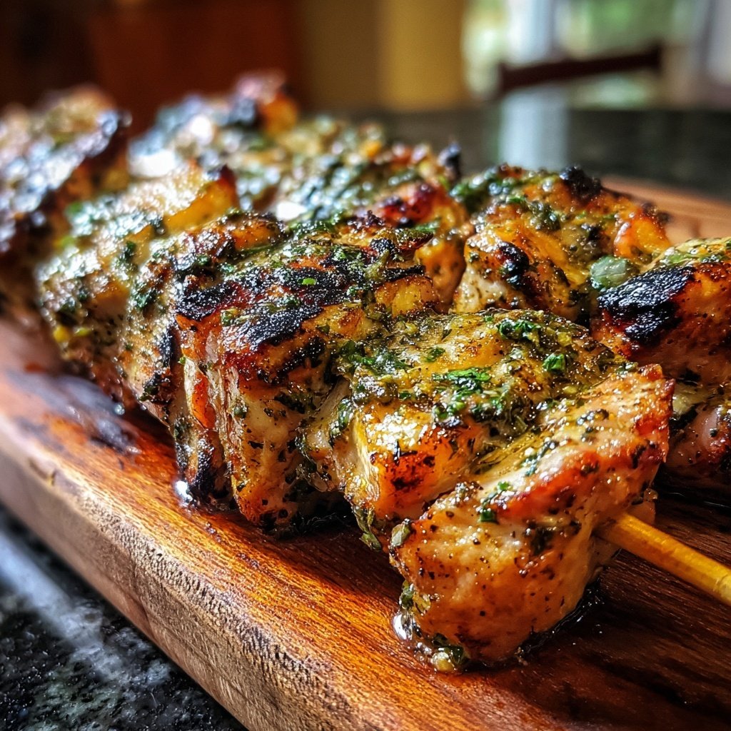 Gegrillte Hähnchenspieße Mit Zwiebeln