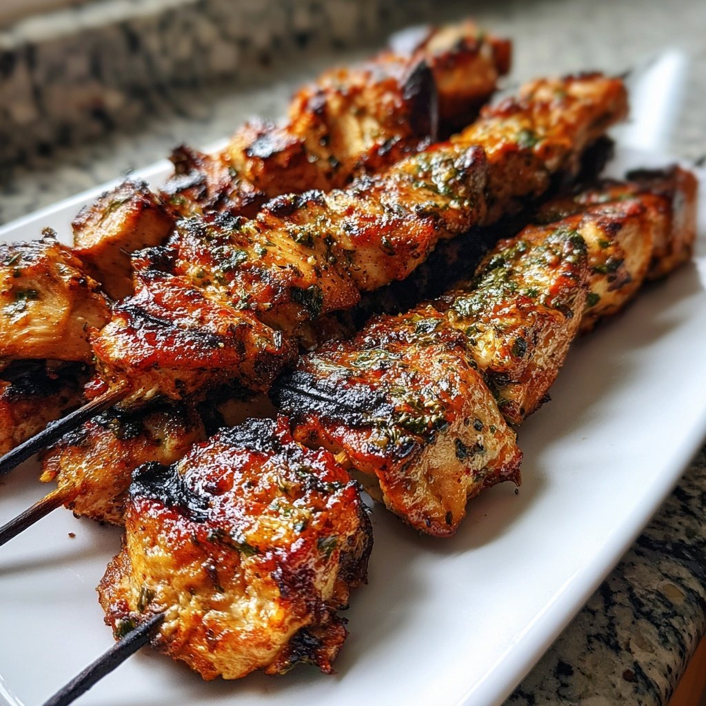 Gegrillte Hähnchenspieße